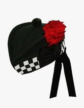 Highland glangerry caps made of 100% pure wool- dicked in dark green and white - Scottish Kilt Jacket™ USA-UK